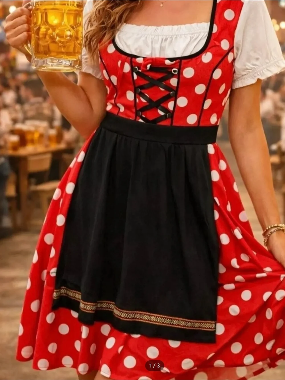 Disney Dress Shop Minnie Polka Dot Red & Black Drindl Oktoberfest Nwt 2X